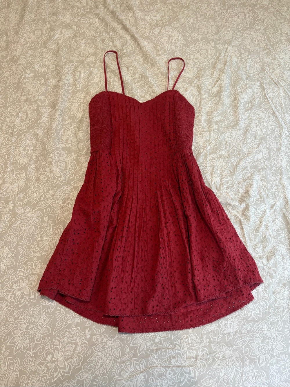 Aerie Large Women's Red Eyelet Spaghetti Strap Dress Stretchy like new